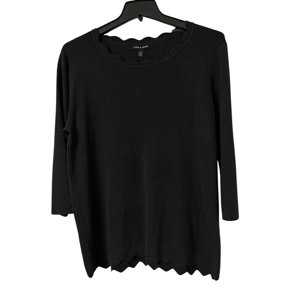 NWT Cable & Gauge Womens Long Sleeve Gray Pullover Top Blouse Sweater Plus 2X